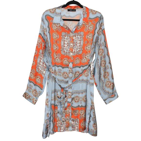 Refka Satin Tunic Blue & Orange Size 14 - Picture 2 of 6